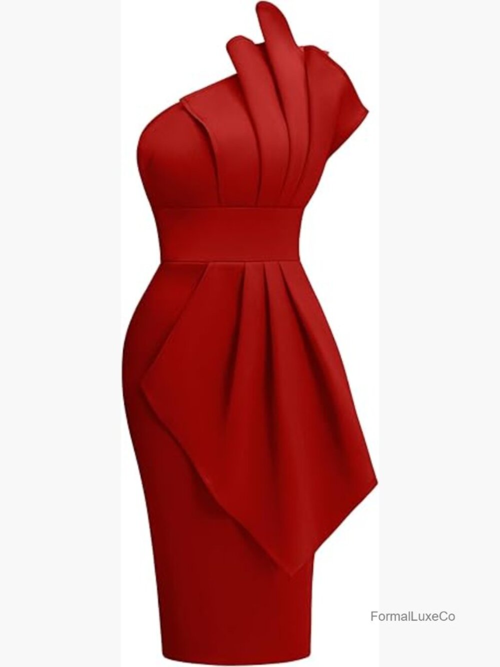 Elegant One Shoulder Pleated Bodycon Midi Dress - Sleeveless Club Night Out - Picture 1 of 4